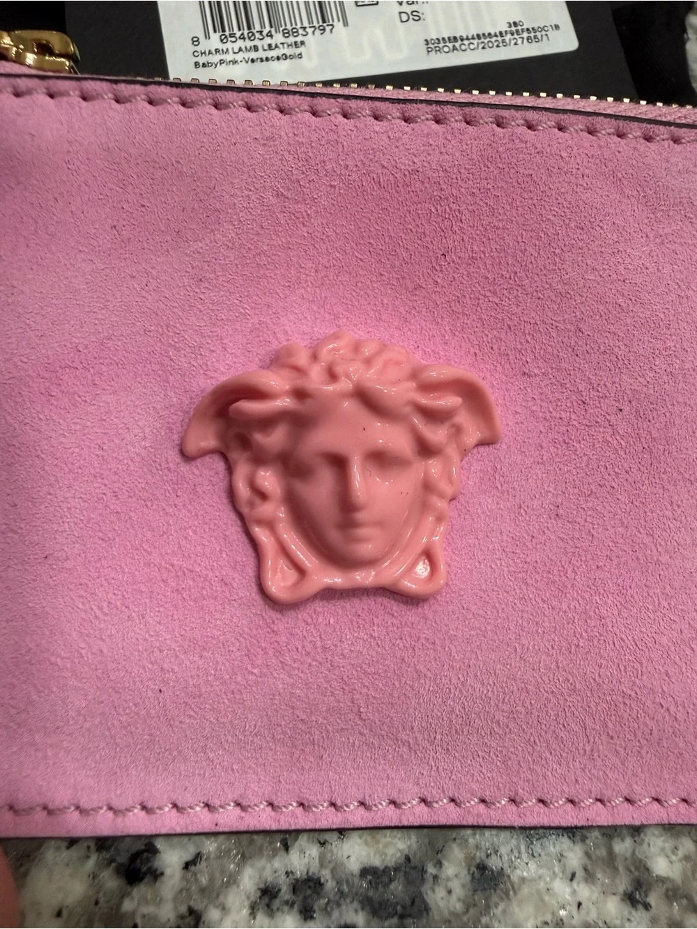 Versace Suede Pink Medusa Card & Coin Pouch